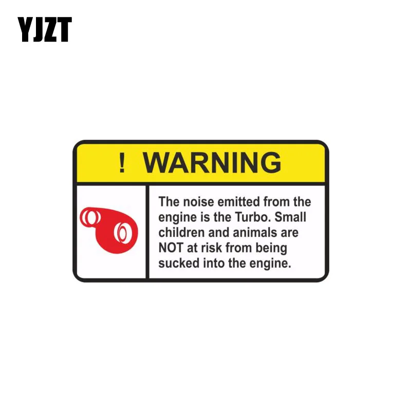 YJZT 12.4CM*6.8CM WARNING The Noise Emitted From Engine Turbo Funny Car Sticker PVC Decal 12-0752