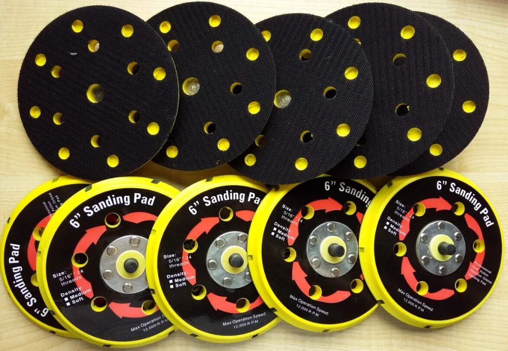 

10pcs/set 15 holes 6 inch air sanding disc pad , for air sander with vacuum, for 150mm pneumatic sander 6", Thread M8*1.0