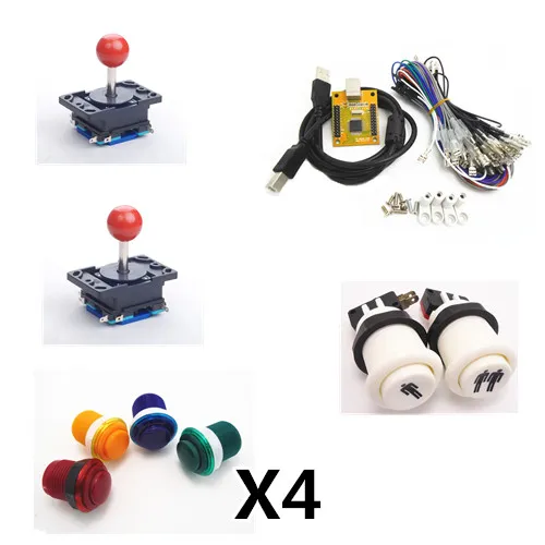 

1 kit of Arcade to USB controller 2 player MAME Multicade Keyboard Encoder, duotone round push button and joystick