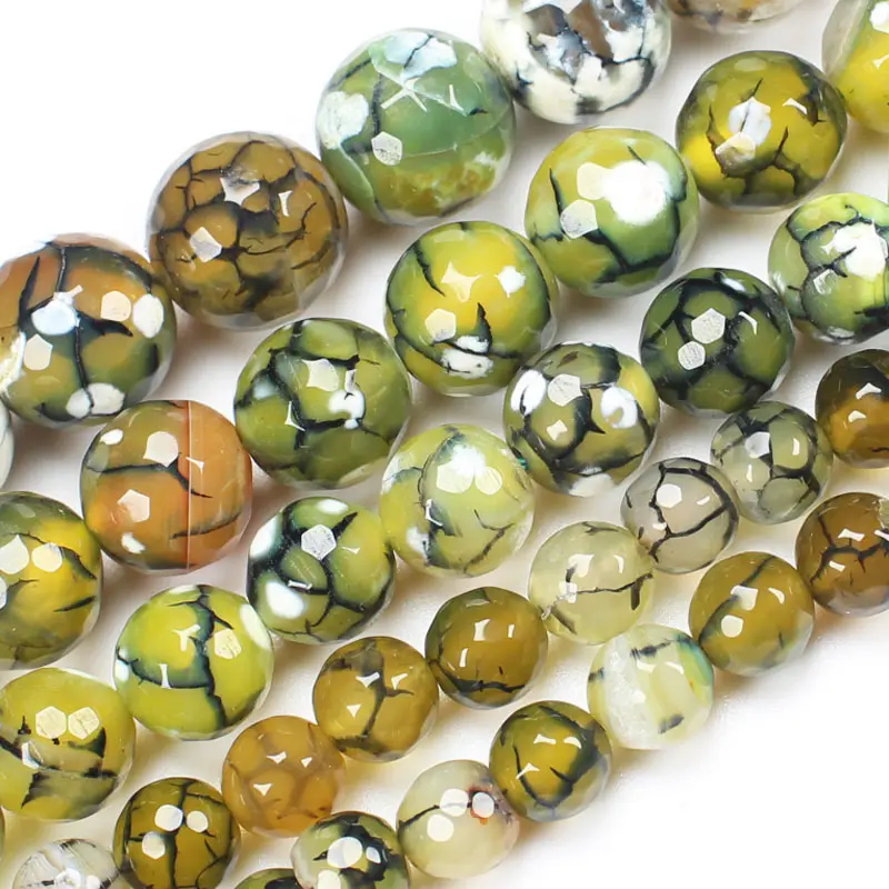 

Natural Green&Yellow Facted Crackle Fire Agate 8-12mm beads,For DIY Jewelry Making ! We provide mixed wholesale for all items !