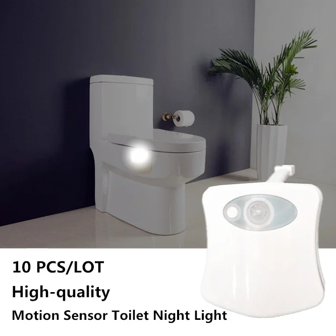 10 PCS 8 Color Smart PIR Motion Sensor Toilet Night Light Waterproof Backlight Toilet Seat lamp LED Luminaria Lamp WC wall Light