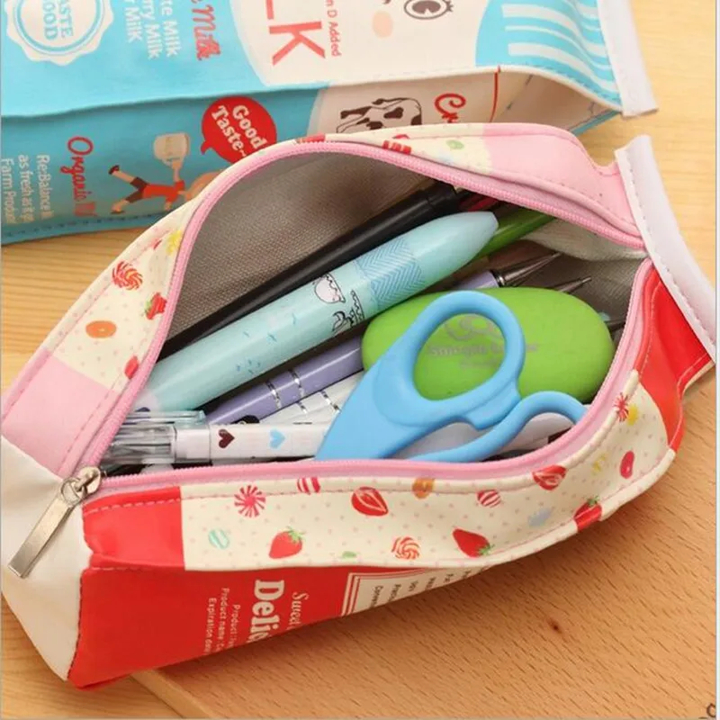 1PCS Milk Box Pencil Bag School Pencil Case Simulation Capacity Cute Admission Student Stationery Bagery Box Chancery Penalty