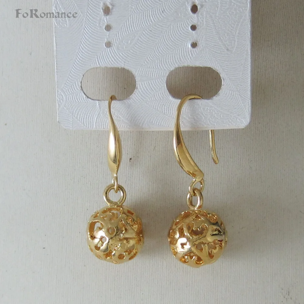 HOLLOW  BALL YELLOW GOLD COLOR HEART SHAPES BALL DANGLER ABOUT 1.18\