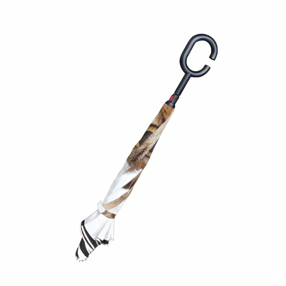 Handy C-Hook Hands Car Umbrella Windproof Cat Reverse Double Layer Inverted Umbrella For Women and Men