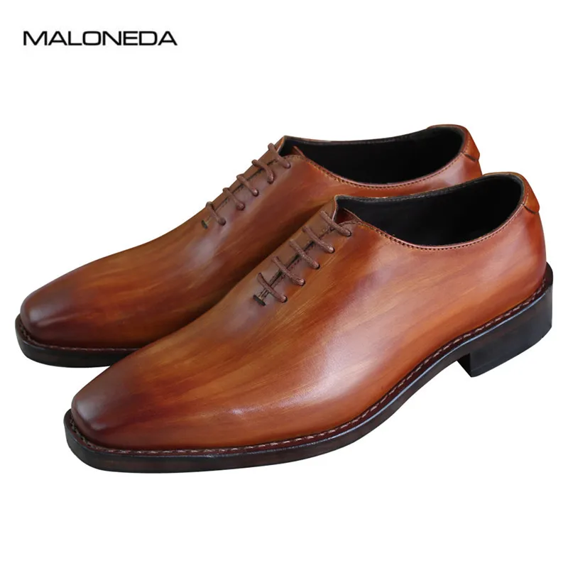 MALONEDA Classic Men's Goodyear Welted Formal Shoes Genuine Cow Leather Pure Handmade Oxfords for Wedding Party Footwear