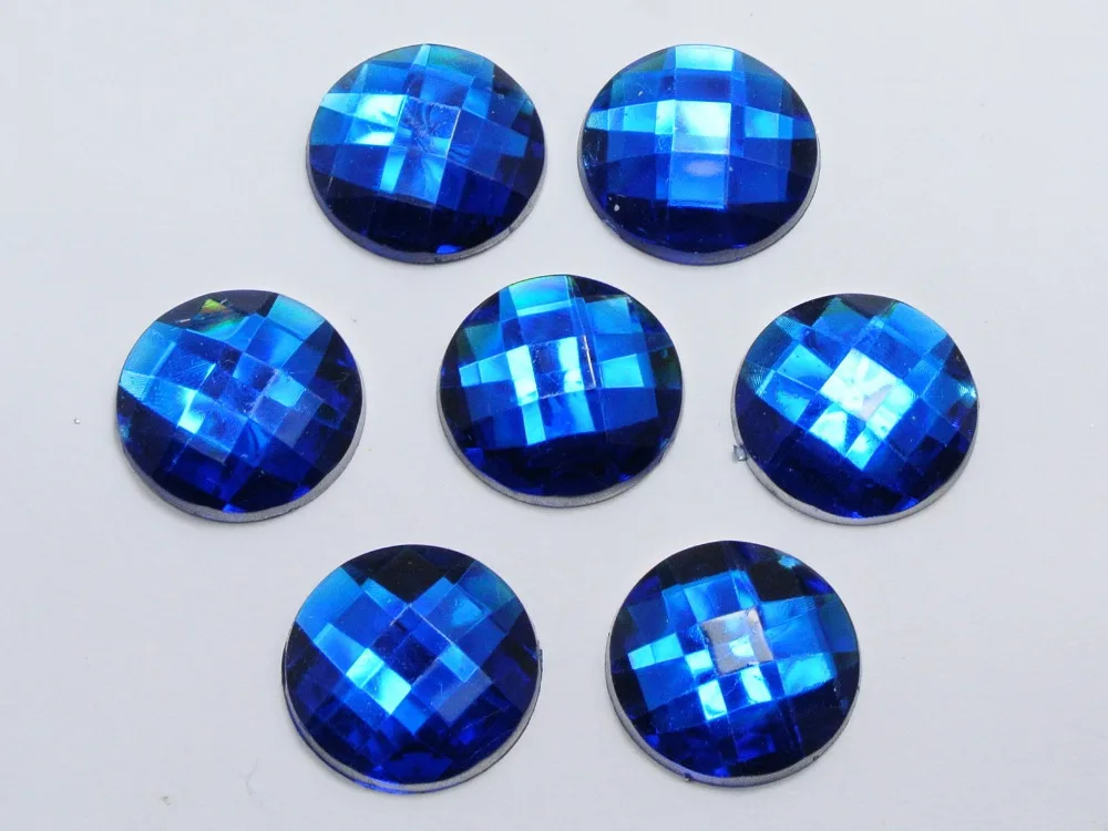 50 Royal Blue Acrylic Flatback Rhinestone Round Gem Beads 20mm No Hole