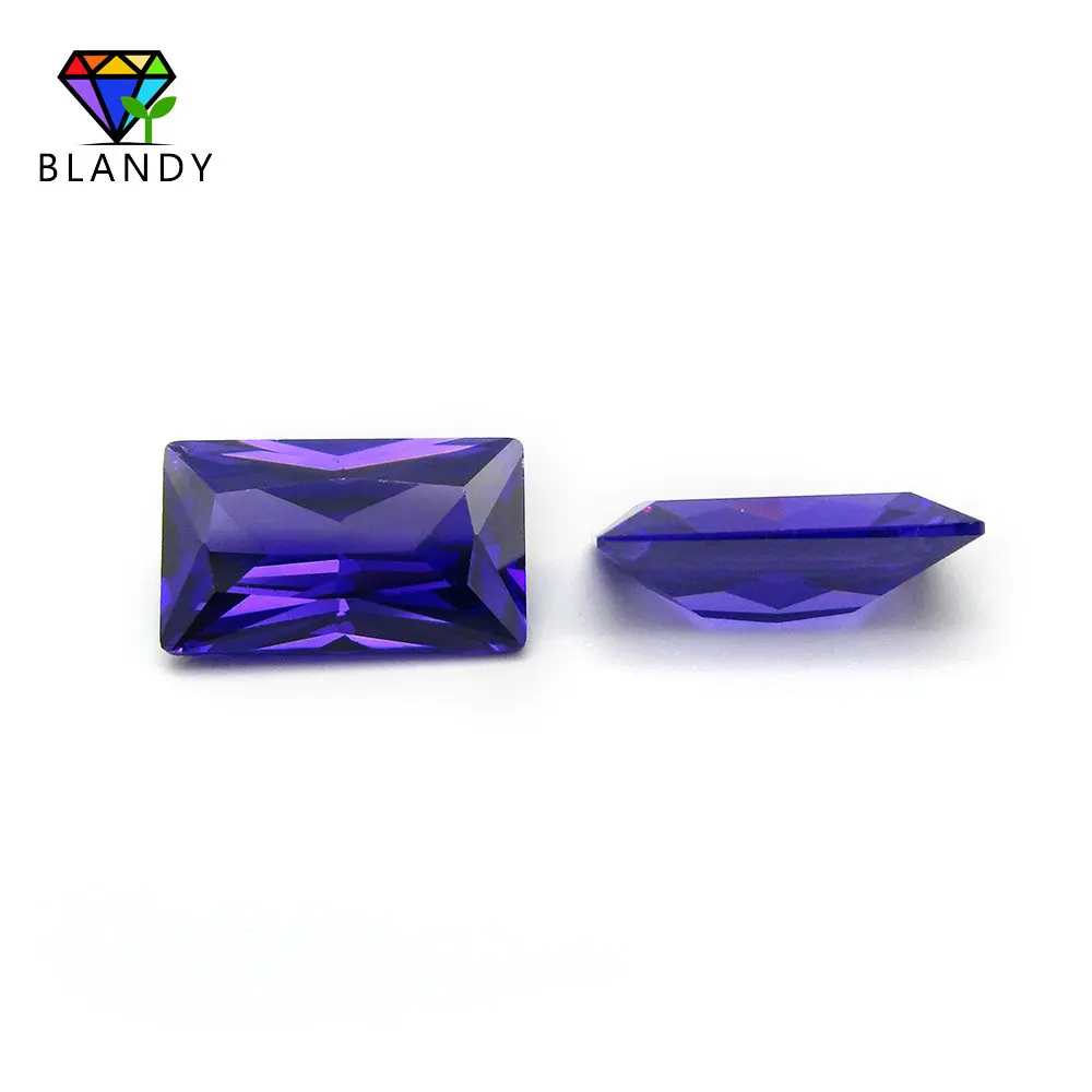 High Quality Violet CZ Stone 2x3mm~13x18mm Rectangle Shape Purple Cubic Zirconia Stone Synthetic Gems For Jewelry