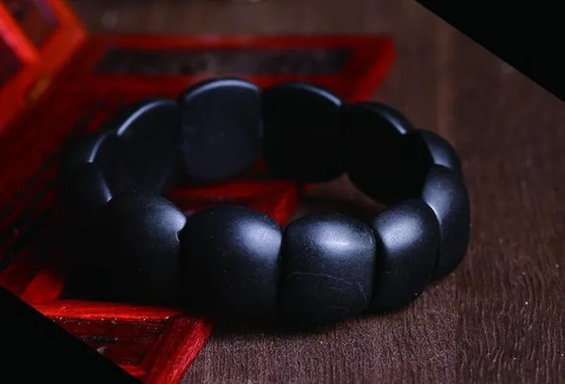 

100% Real Natural black jade sibin bian stone needle byanshi bianshi SI Bin Hand row brief bracelet health care