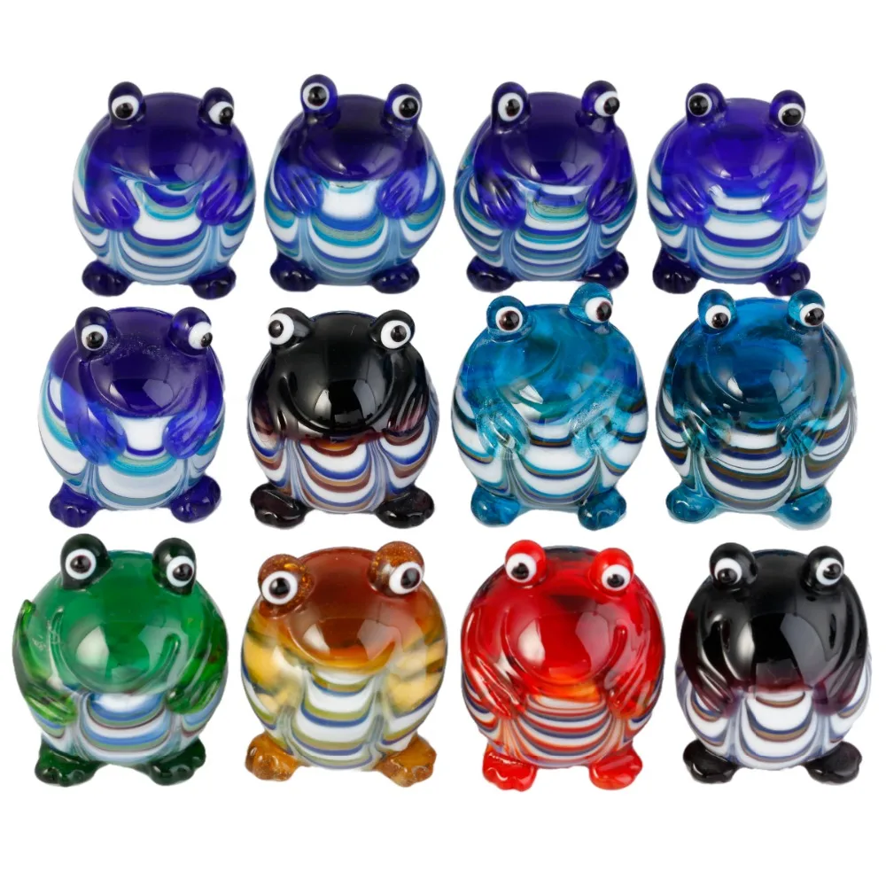 TUMBEELLUWA 1Pc Murano Lampwork Glass Animal Frog Figurines Ornament,Random Color