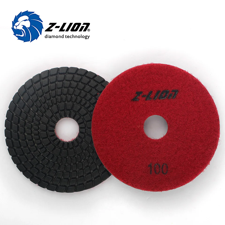 Z-Lion 2Pcs 4 Inch Diamond Polishing Pad Flexible Wet Water Grinding Marble Stone 100mm Abrasive Polishing Granite Disc