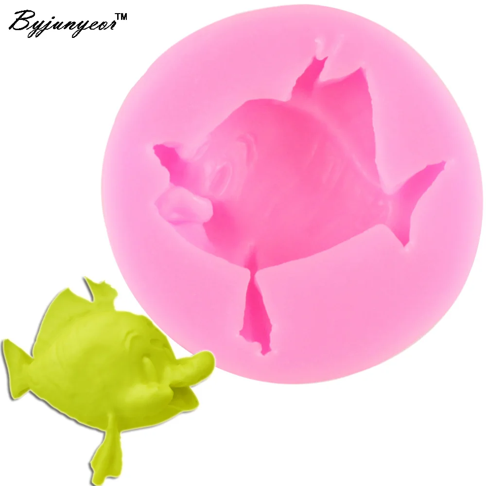 Byjunyeor F1118 New Salmon Fish UV Resin Silicone Mold Fondant Chocolate Candy Lollipop Crystal Epoxy Soft Clay Bake Tools