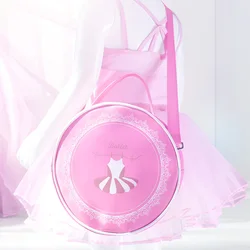 Round Cute Pink Dance Bag Girls Korean Ballet Bag Kids Princess Shoulder Bag Handbag Two Usage Dance Storage Bag