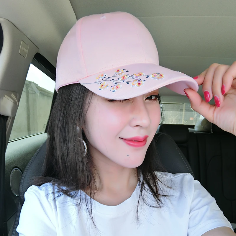 Hats Women Embroidery Cotton Baseball Cap Snapback Caps Hip Hop Hats Casquette girls flowers Baseball cap free shipping