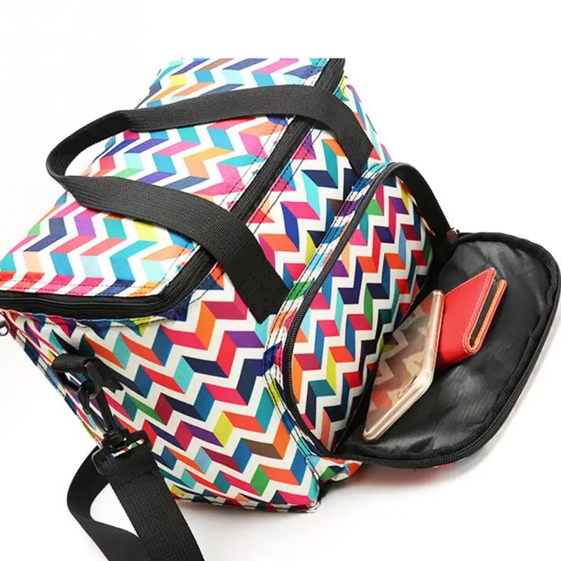 New Oxford Double Layer Cooler Lunch Bag Printed Insulated Thermal Food Picnic Handbag Portable Shoulder Lunch Box Tote