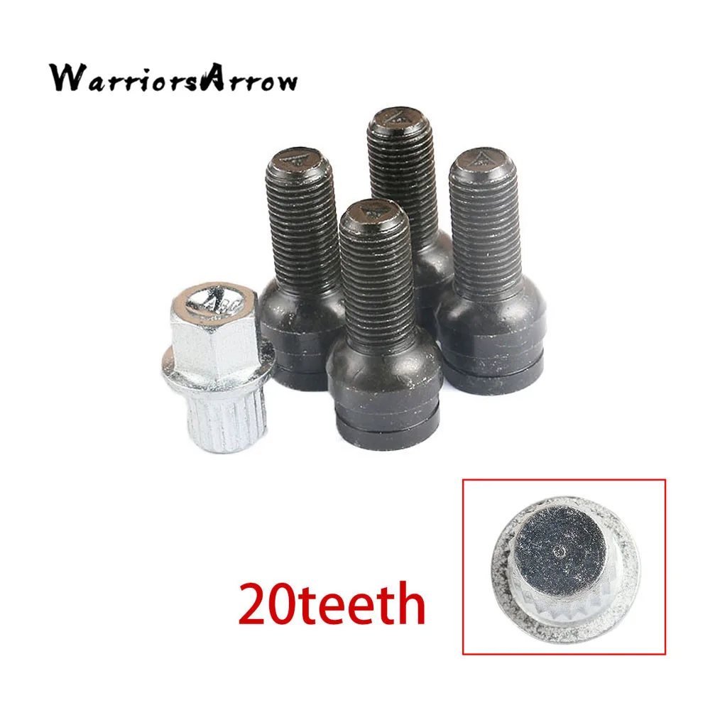 

WarriorsArrow x5 Set Anti-theft Wheel Screw Bolt Lock Nut Key Adapter 20 teeth For Golf Passat For A4 A6 A8 TT 8D0601139F 008