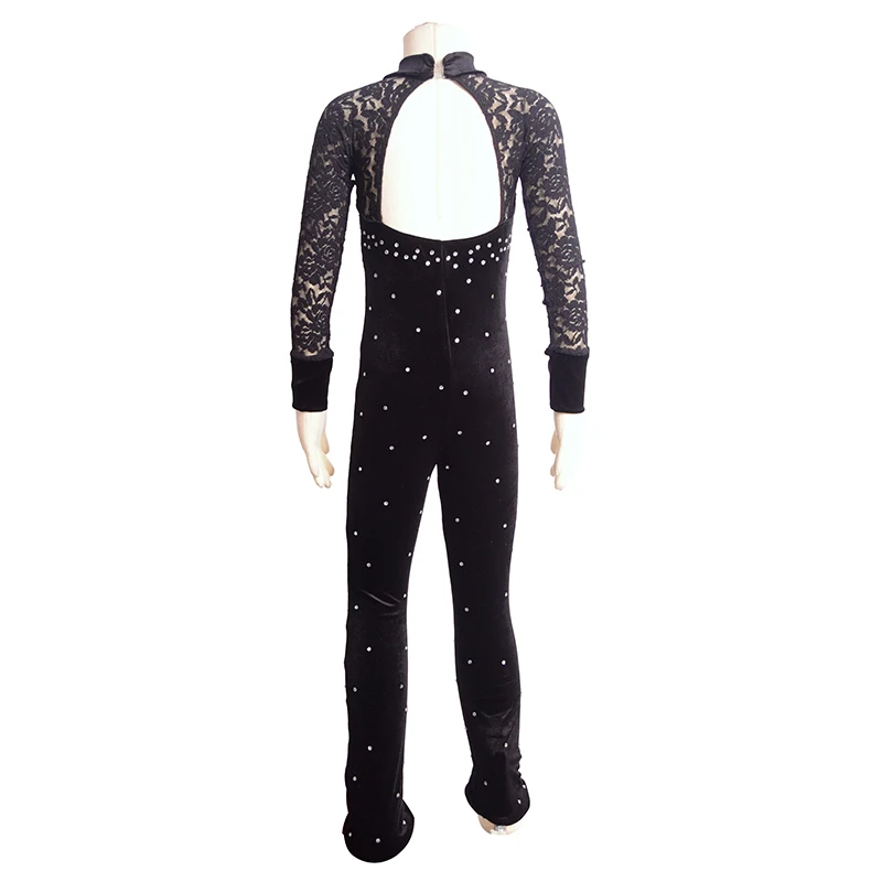 Nasinaya Figure Skating Women\'S Tights Jumpsuit Girl Kids One Custom Rhinestone Skating Costume Lace Flowers