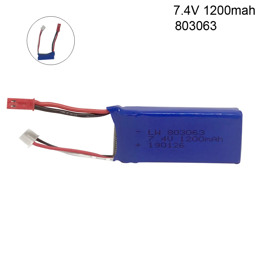 Lipo Battery for YiZhan Tarantula X6 MJX X101 X102h X1Brushless H16 WLtoys V666 V262 V353 V333 V323 7.4V 1200mah 2S 803063