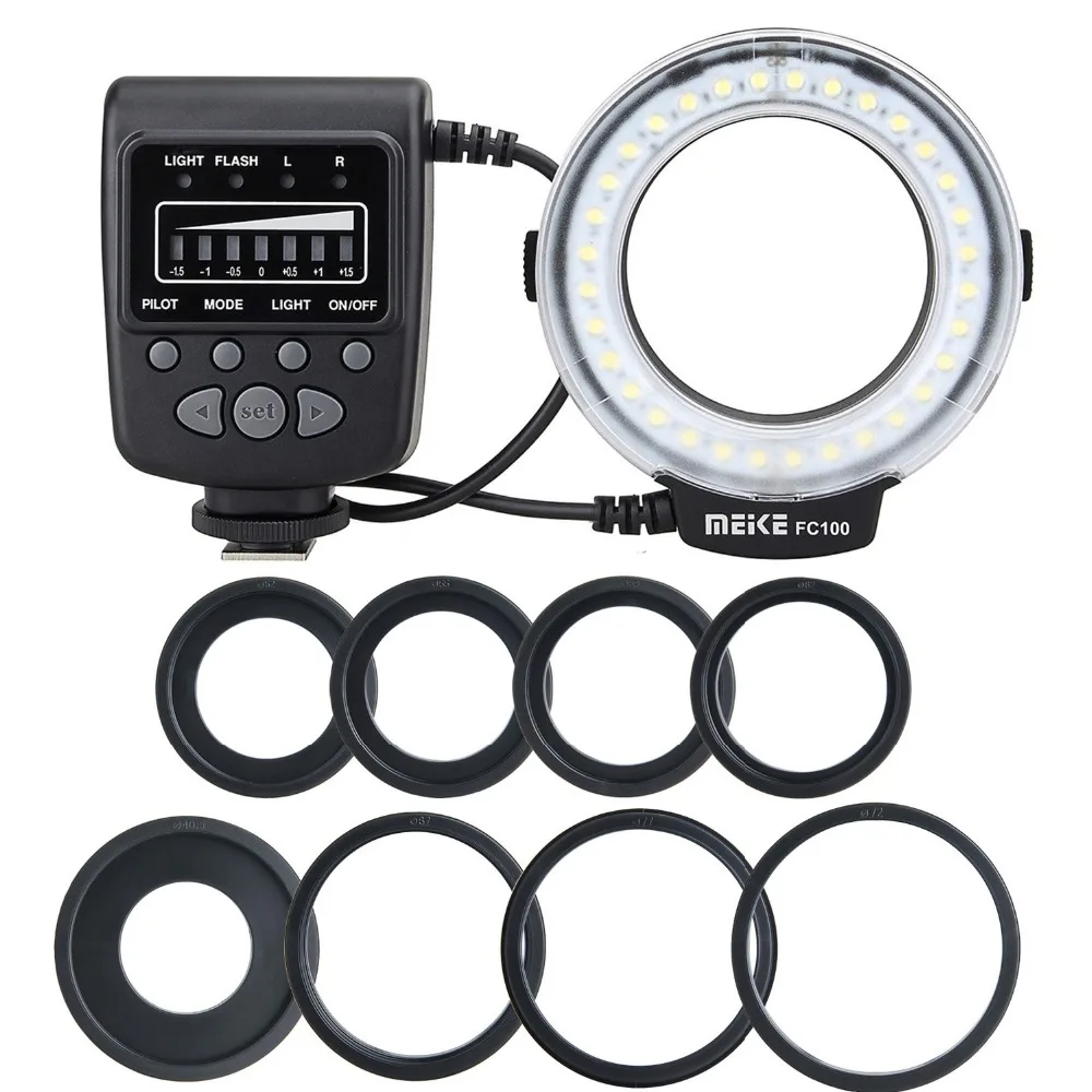 

Meike FC-100 Macro Ring Flash/Light for Nikon D7100 D7000 D5200 D5100 D3200 for Canon EOS 650D 600D 60D 7D 550D Sony hot shoe