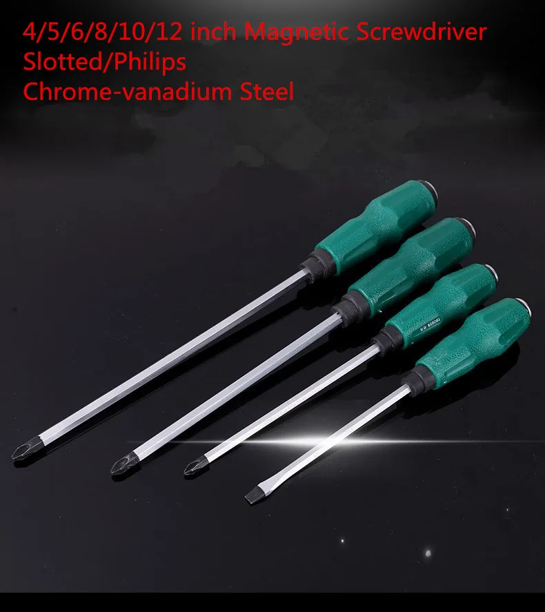 

1PCS YT1826 4/5/6/8/10/12 Inch Magnetic Screwdriver Chrome-Vanadium Steel Slotted/Philips Screwdriver Free Shipping