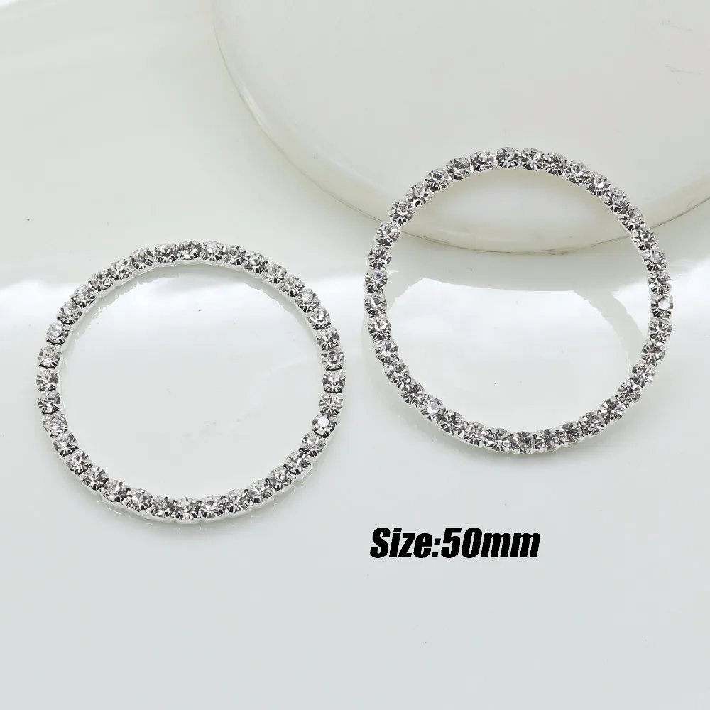 New 10pcs/pack 50mm No pole Silver Rhinestone buckles slide buckles/DIY hair accessory/Wedding Initiation Ribbon Crystal