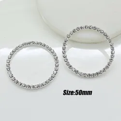 Nuovo 10 pz/pacco 50 millimetri No pole Argento fibbie di Strass diapositiva fibbie/FAI DA TE accessorio dei capelli/di Iniziazione Da Sposa Nastro di cristallo