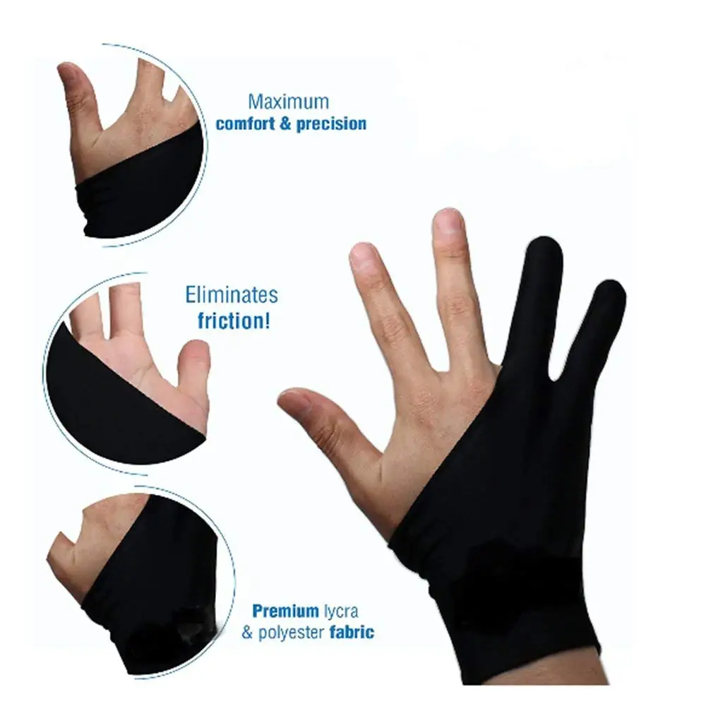 Artist's Drawing Anti-Fouling Glove with Two Fingers for Graphics Tablets (M)