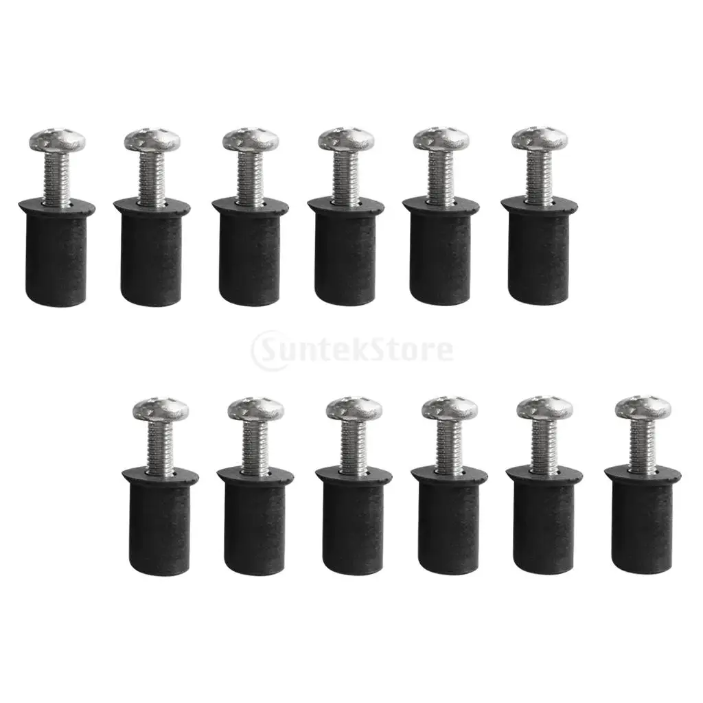 12Pcs M4 M5 M6 Metric Rubber Well Nuts Blind Fasteners Windscreen/Fairing Wellnuts with Stainless Steel Screws Kayak Accessory