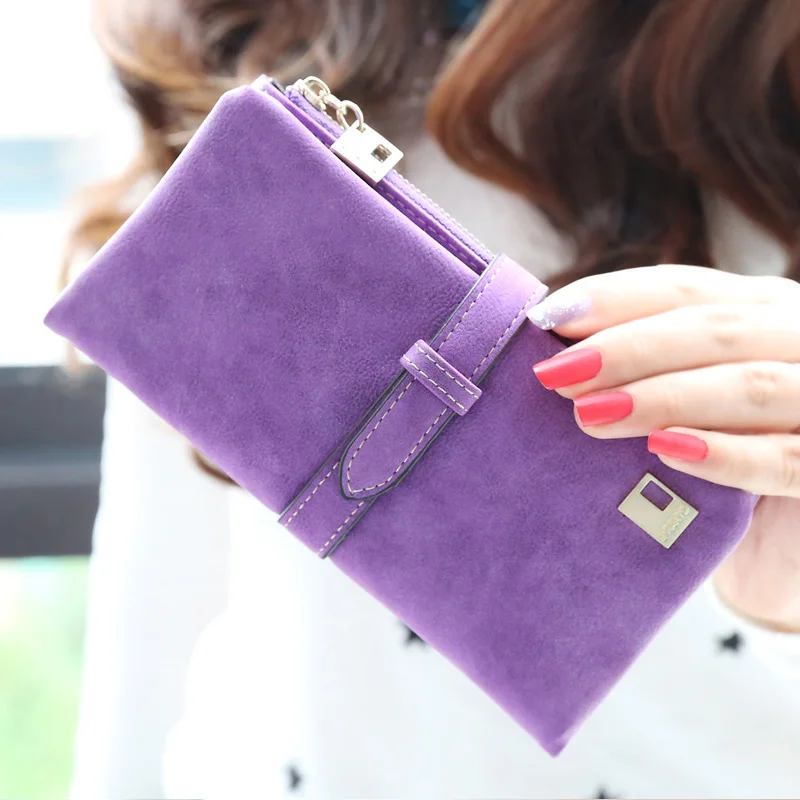 Trekkoord Nubuck Leer Rits Vrouwen Portemonnee Grote Capaciteit Lange Designer Vrouwelijke Portemonnee Dame Grote Kaarthouder Phone Money Bag