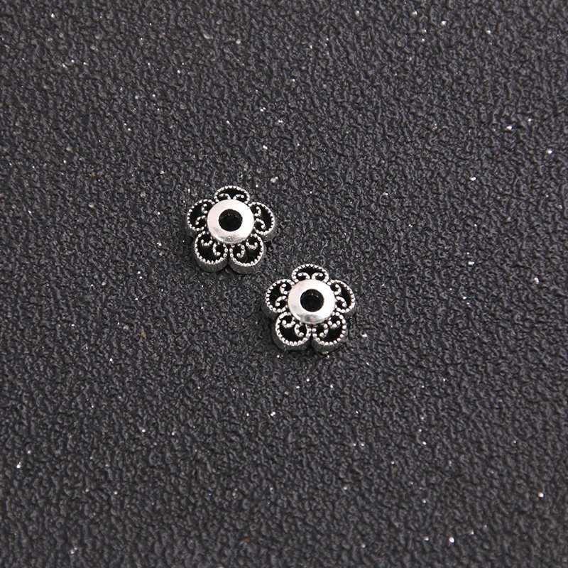 30pcs 10*10mm  Two Color Metal Alloy Hollow Flower receptacle  DIY spaced jewelry accessories Charms Receptacle Ball Caps