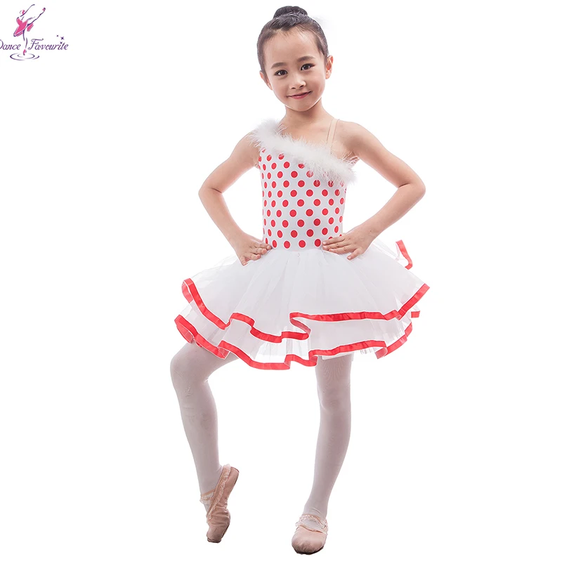 15701 Red Polka Dots Bodice Top Girl Ballet Dance Costume For Performance/Stage Dance Tutu Dance Dress Skirted Tutus