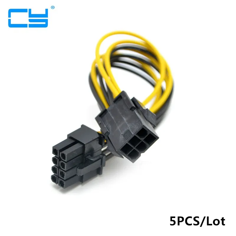 5PCS/LOT PCI Express 6 Pin to 8 Pin Power Adapter Cable 6Pin to 8Pin PCIe Cable