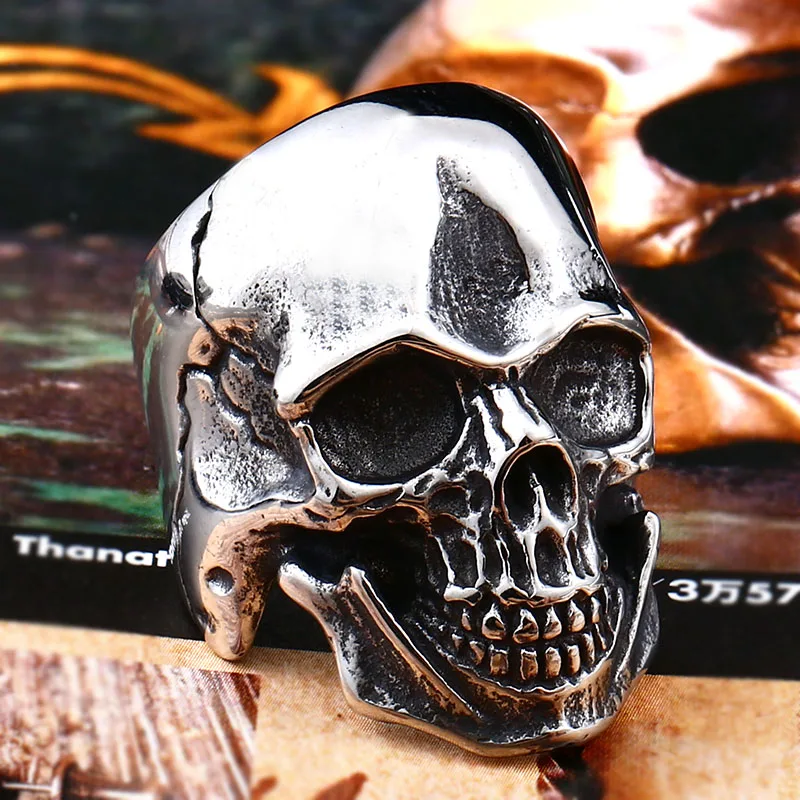 Beier 316L Stainless Steel ring  biker Ring Cool Punk Man\'s Skull Ring Stainless Steel Hapspecial  fashion jewelry LLBR8-347R