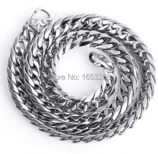 

15mm 24'' Men's Stainless Steel High Quality Double Curb Link-chain Necklace Heavyweight Cool Clasp