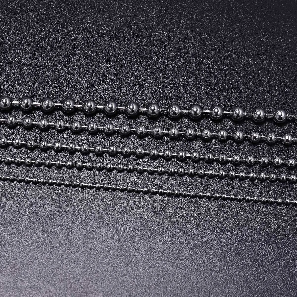 5M/Lot 1.2-3.2mm Stainless Steel Beaded Ball Chain Bulk Ball Necklace Chains for DIY Pendant Bracelet Jewelry Making Accessories