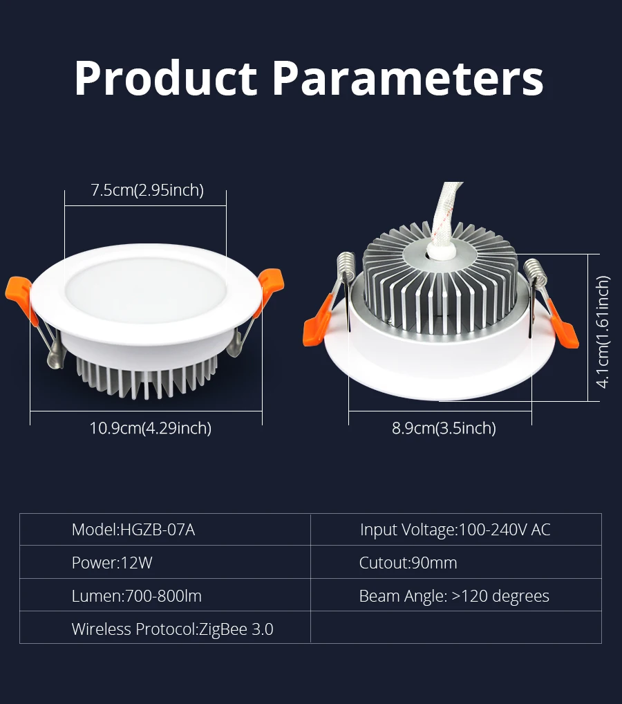 ZigBee 3.0 Downlight Kit Smart RGBW 3.5 Inch Led Recessed Ceiling Light 12W Work with Smartthings Echo plus Smart Lighting