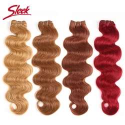 Brazilian Body Wave 1 Pc Sleek Hair Weave Bundles Deals Color Red Honey Blonde Burgundy Brown 99J 100% Remy Human Hair Extension