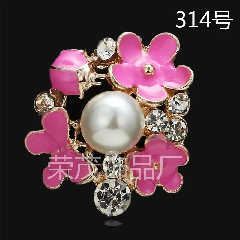 

50PCS/lot 24*21mm Pearls Decorated Fashion Oil Drop flower with Crystal Enamel Jewelry Charms wholesale freeship