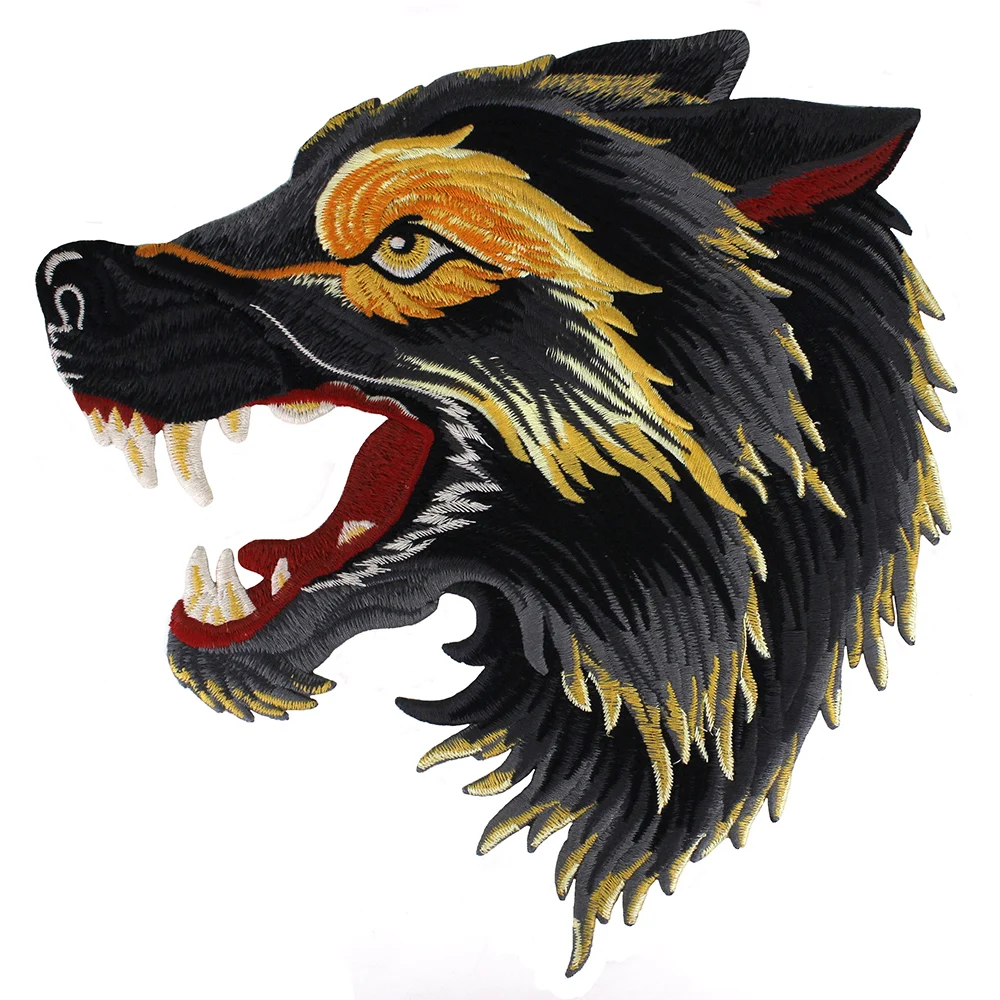 5pieces Fashion Embroidery Wolf Head Applique Fabric Patches for Jeans Jacket Backpack Badges DIY Sewing Apparel Supplies TH905