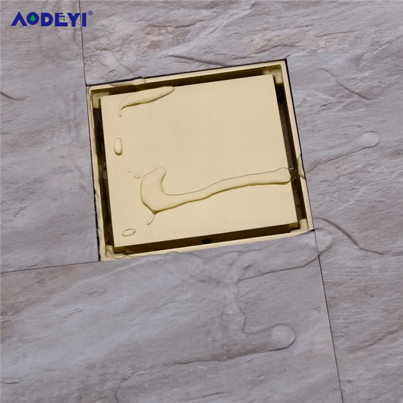 AODEYI Brass Shower Drain Bathroom Floor Drain Tile Insert Square Anti-odor Floor Waste Grates 100X100