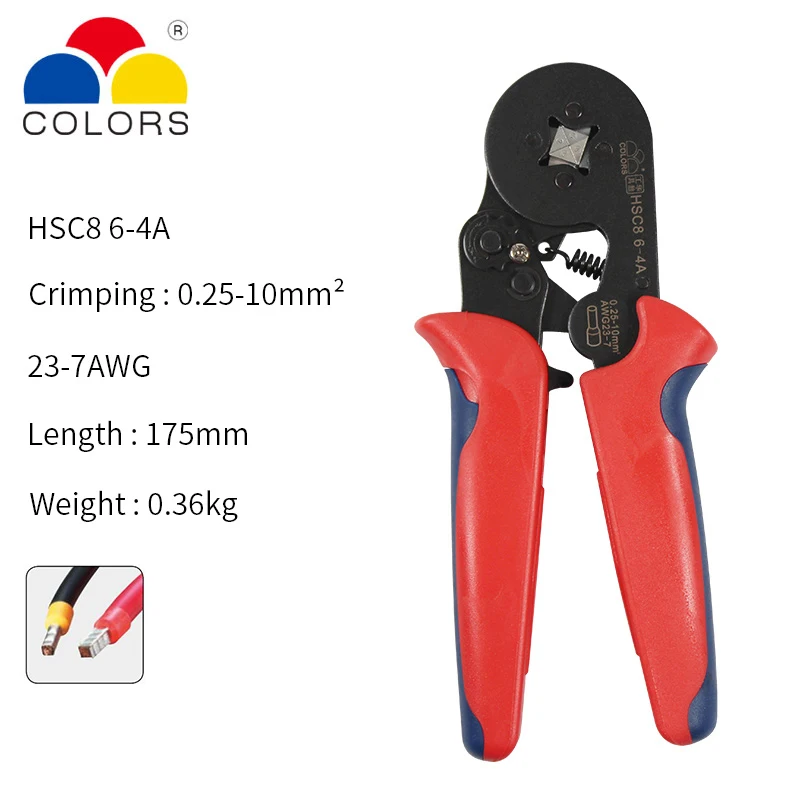 HSC8 crimping pliers 0.25-10mm2 HSC8 6-4/6-6 0.25-6mm2 tube type needle terminal box set mini pressure wire ferrule tools