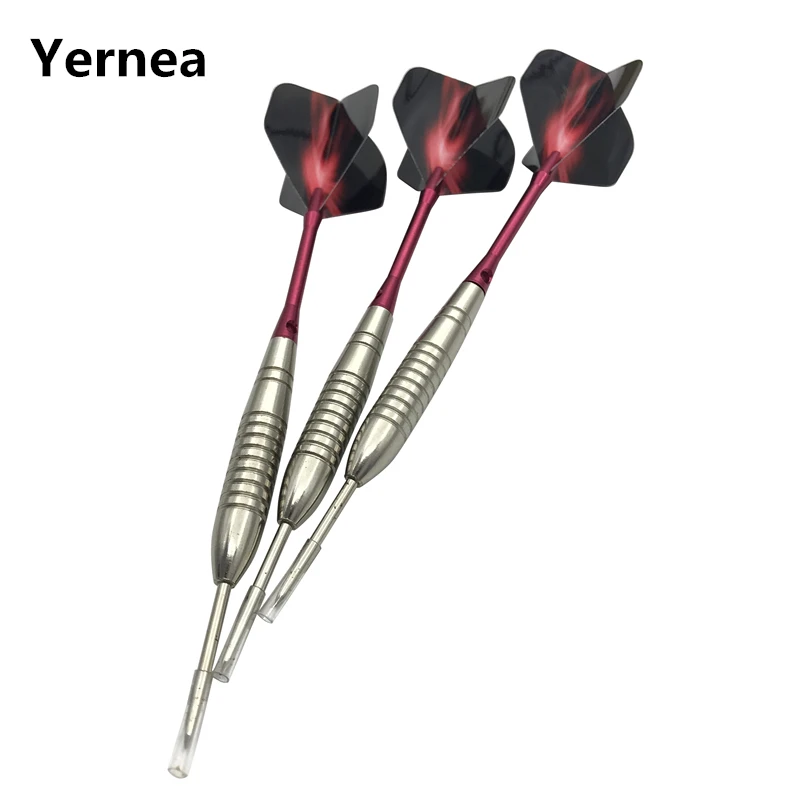 Yernea Professional Darts New 3Pcs Steel Pointed Darts 22g Standard Hard Steel Tip Dart Red  Aluminum Dart Shafts Flight