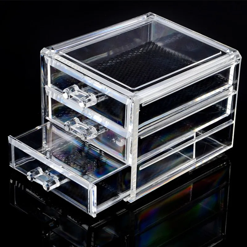 

Acrylic Make Up Organizer 3 Drawers Storage Box Clear Plastic Cosmetic Storage Box Organizers Clear Cotton Pads Plastic Box