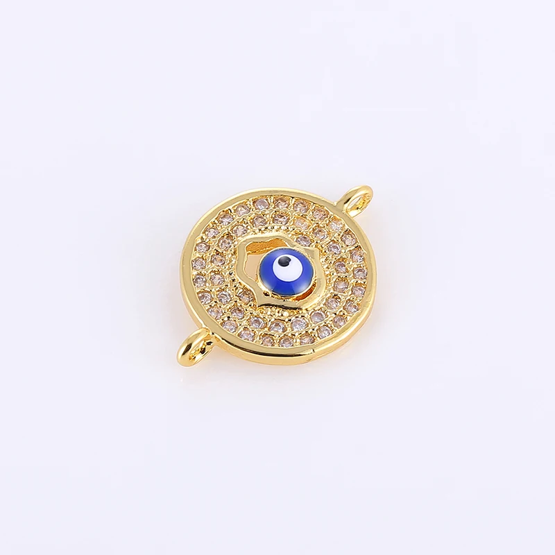 5pcs Micro Pave Jewelry Evil Eye Charms For Bracelet Wholesale Diy Zircon Hamsa Connector Beads For Jewelry Making Bijoux