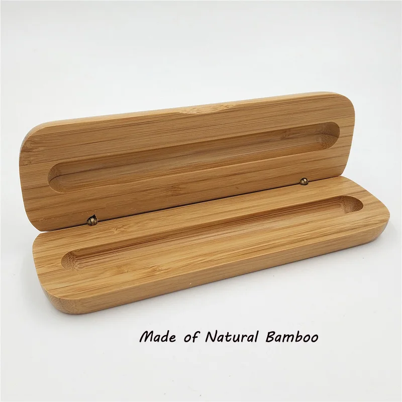 Hand-polished Bamboo Pen Box Wooden Pencil Case for Ballpoint Roller Pen Environmental Protection as Bussiness School Gift