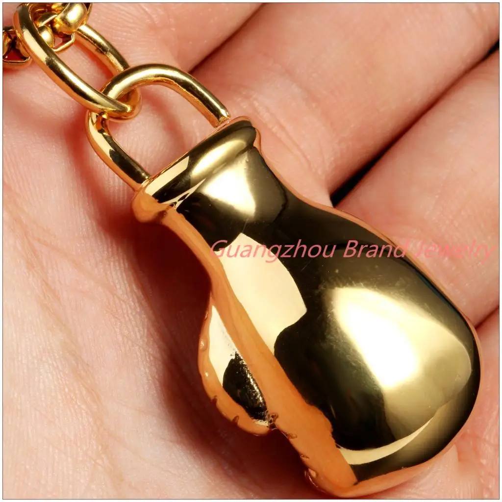 Newest Design Fashion 316L Stainless Steel Gold color  Bling Men Women Boxing Glove Pendant Necklace High Quality+Rope Chain