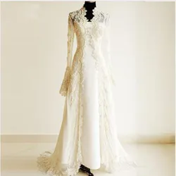New Luxury Lace Appliques Wedding Jacket Long Sleeve Spring Winter Bridal Coat Bolero Bridal Jackets