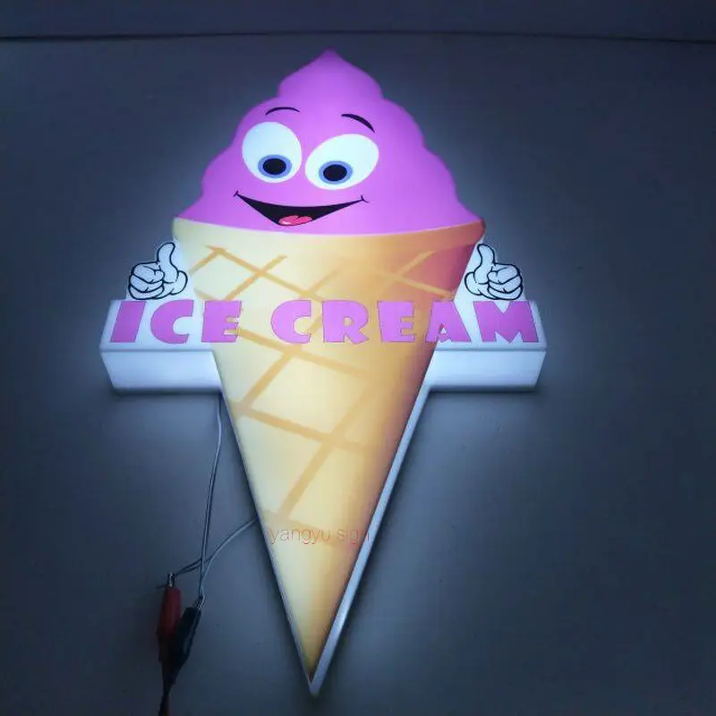 Custom 3D ice cream sign led acrylic lighted letters illuminated channle letters  shop name board designs