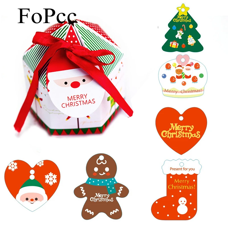 10 Pcs/lot Packing Tags Santa Claus Decoration Card Christmas Gift Greeting Card Festive Party Decorating Card Strap Ornaments