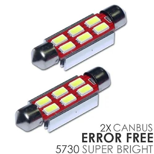 4 Pieces 42mm Festoon LED Car Bulbs 576 578 211-2 212-2Flicker Error Free Canbus 6SMD 5730 Chips 7000K White 2 Times Brighter