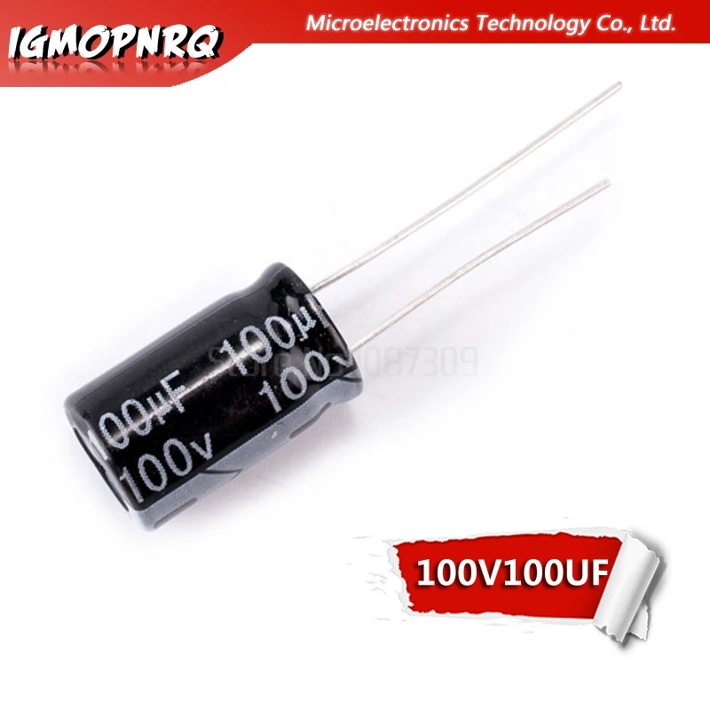 20PCS 100V100UF 10*17mm 100V 100UF 10x17mm Aluminum Electrolytic Capacitors DIP